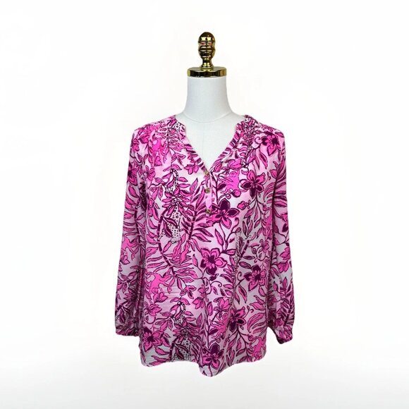 Lilly Pulitzer Silk Elsa Top XS Elderflower Blossom Lil Escape Plan NWOT - Picture 6 of 15
